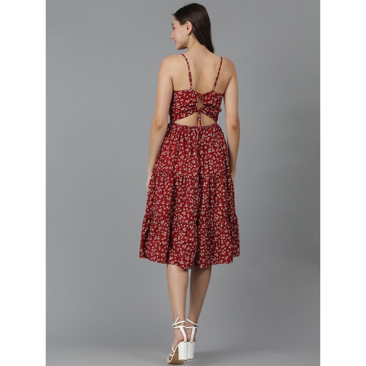Kotty X Styli  Strappy Tiered Knee Length Dress with Tie-Up Back-women-clothing-dresses-image-7