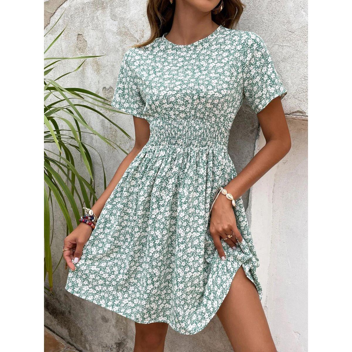 فستان قصير مطبع بزهور مع حافة واسعة كوتي × ستايلي-women-clothing-dresses-image-1