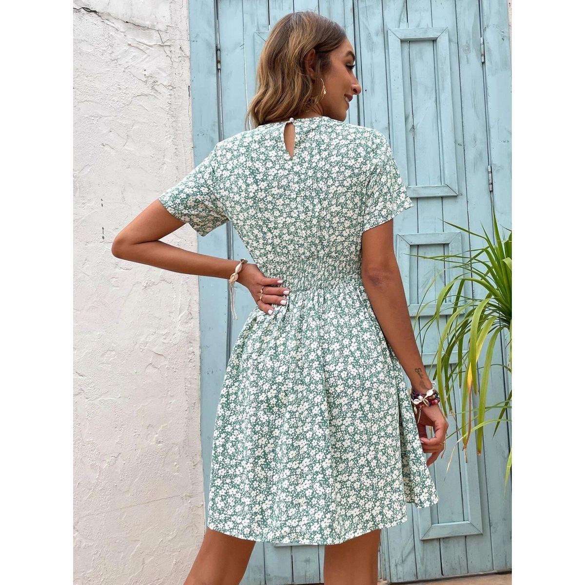 فستان قصير مطبع بزهور مع حافة واسعة كوتي × ستايلي-women-clothing-dresses-image-5