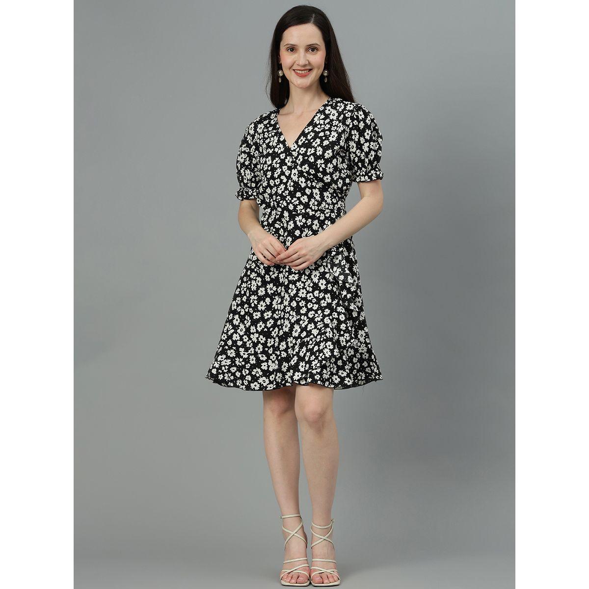Kotty X Styli  Floral Print V Neck A-Line Mini Dress-women-clothing-dresses-image-1