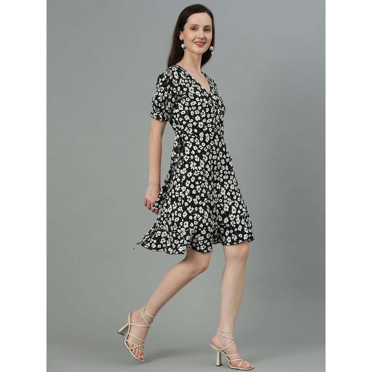 فستان قصير مطبع بزهور مع حافة واسعة كوتي × ستايلي-women-clothing-dresses-image-3