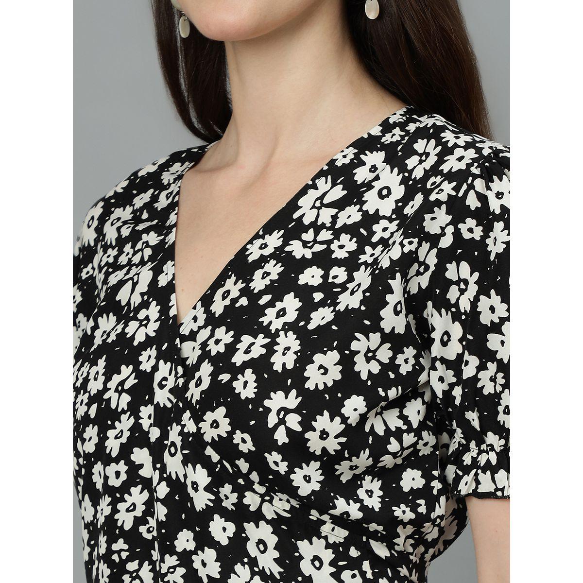 Kotty X Styli  Floral Print V Neck A-Line Mini Dress-women-clothing-dresses-image-4