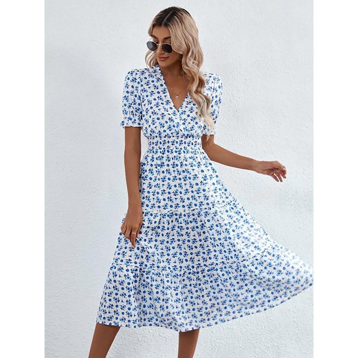 Kotty X Styli  Floral Print V Neck Tiered Midi Dress-women-clothing-dresses-image-2