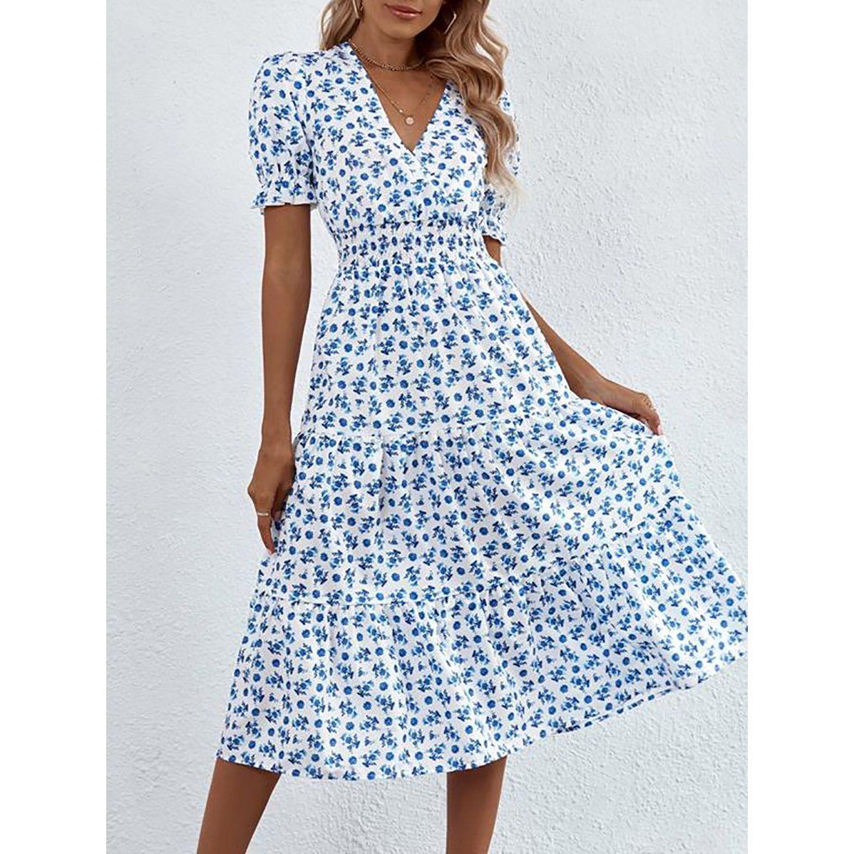 Kotty X Styli  Floral Print V Neck Tiered Midi Dress-women-clothing-dresses-image-5
