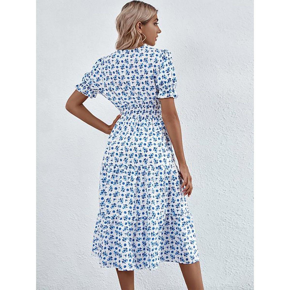 Kotty X Styli  Floral Print V Neck Tiered Midi Dress-women-clothing-dresses-image-6