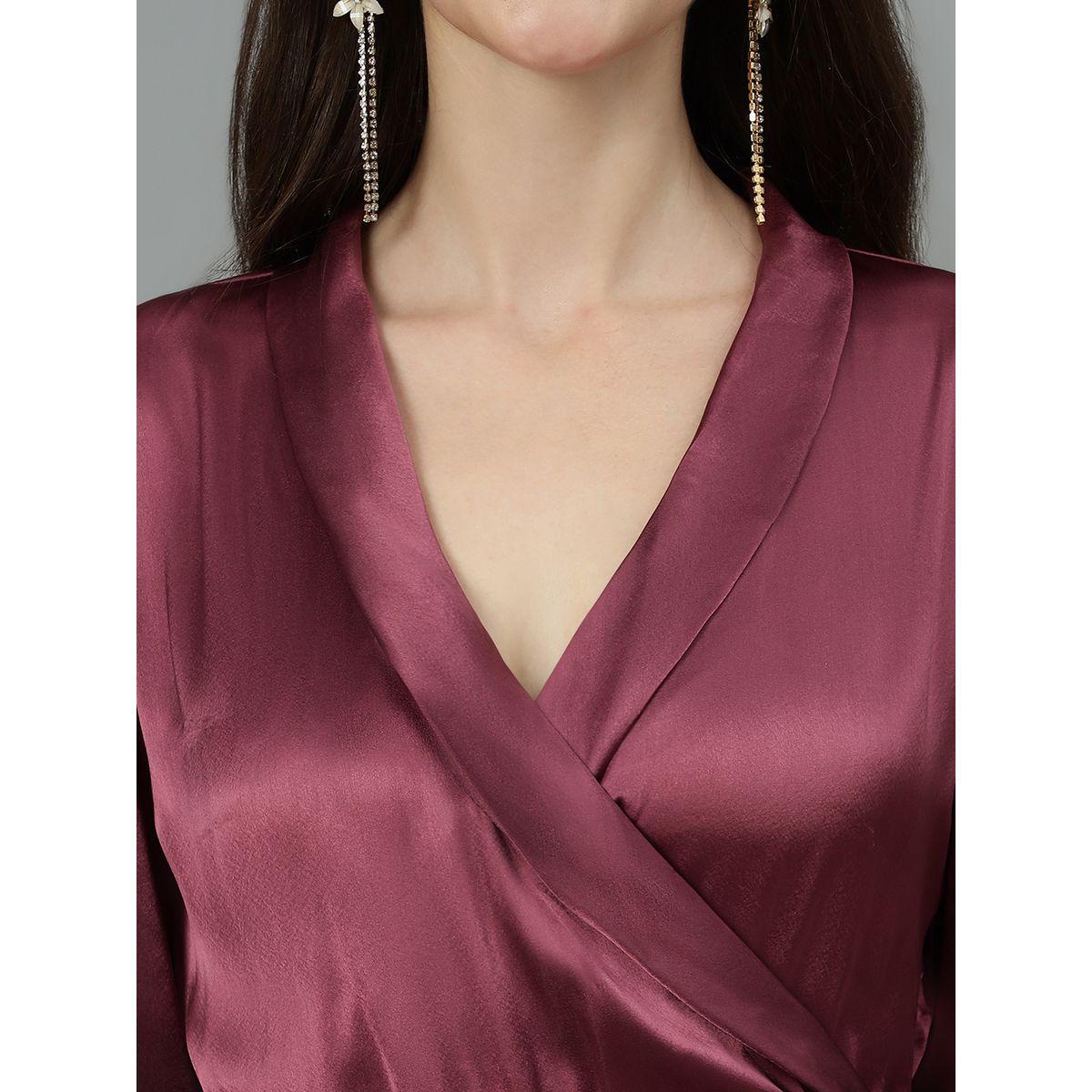 فستان ساتان بطول الركبة مع حافة غير متماثلة الطول كوتي × ستايلي-women-clothing-dresses-image-4