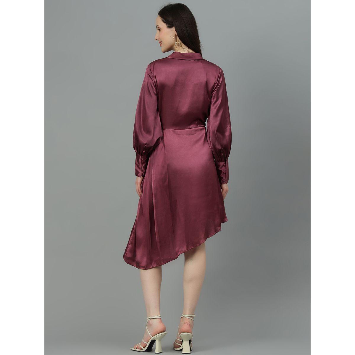 فستان ساتان بطول الركبة مع حافة غير متماثلة الطول كوتي × ستايلي-women-clothing-dresses-image-5