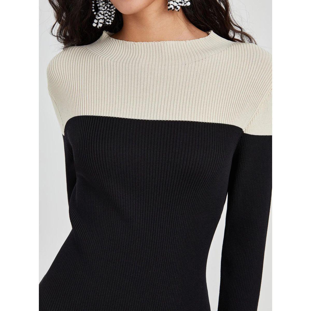فستان بديكون ميدي مضلع بنمط كتل الالوان كوتي × ستايلي-women-clothing-dresses-image-6