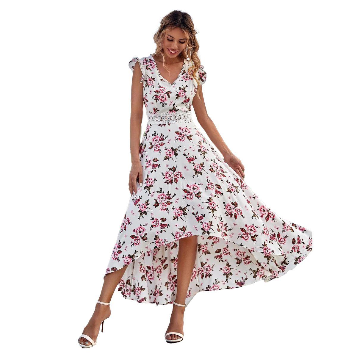 فستان طويل مطبع بزهور مع حافة غير متماثلة الطول كوتي × ستايلي-women-clothing-dresses-image-4