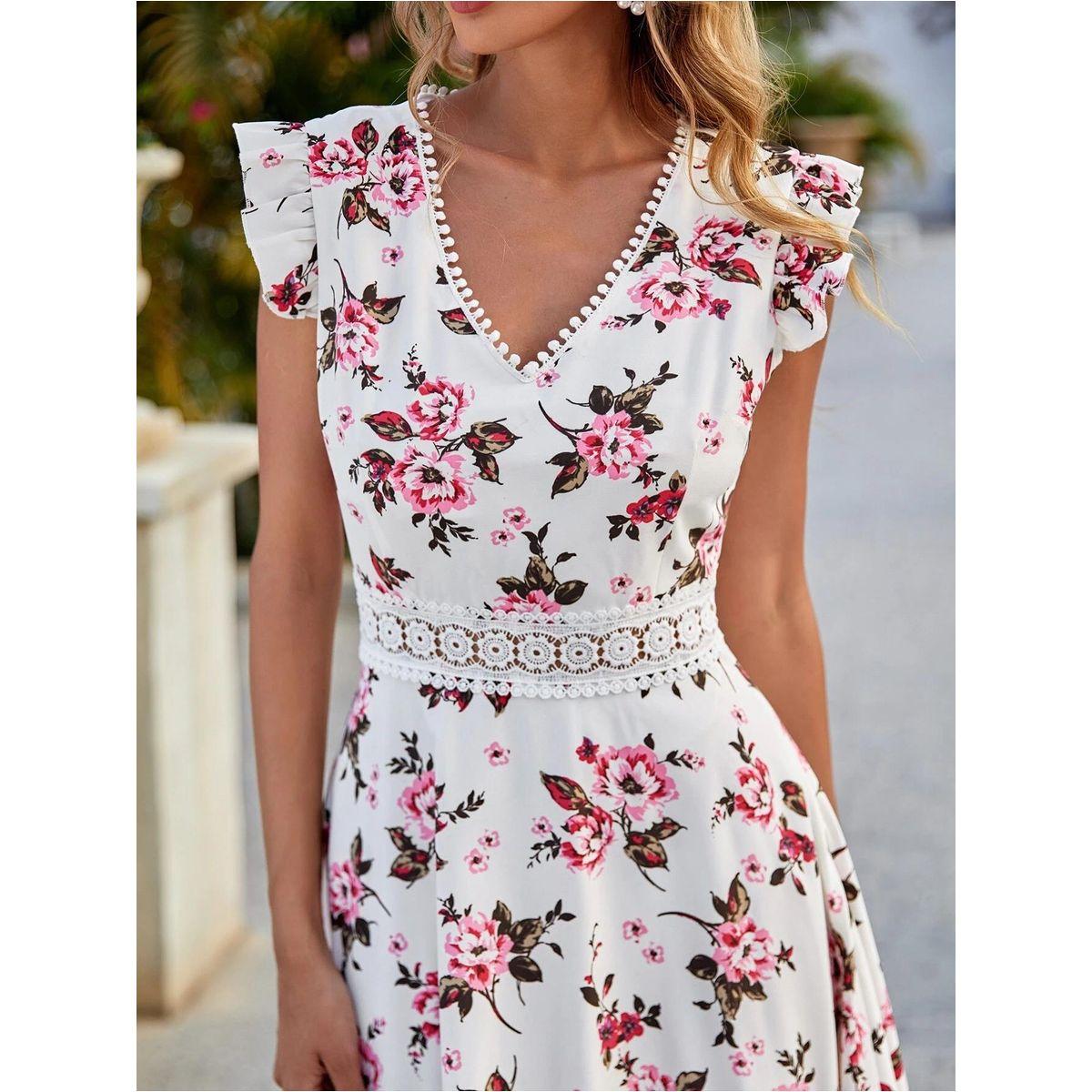 فستان طويل مطبع بزهور مع حافة غير متماثلة الطول كوتي × ستايلي-women-clothing-dresses-image-5