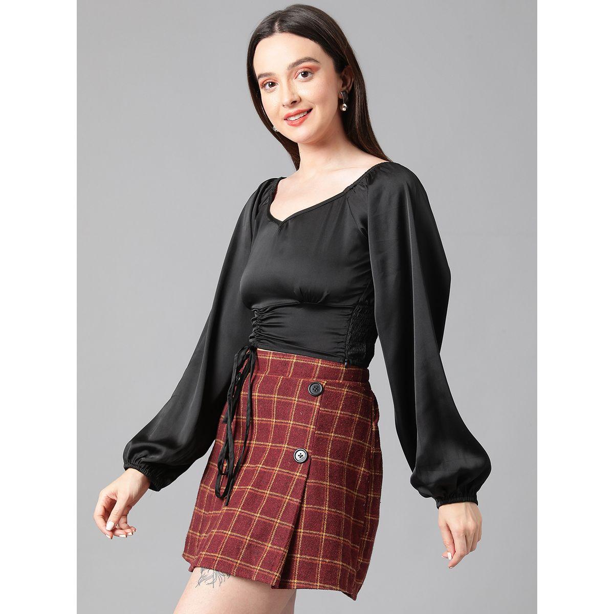 Kotty X Styli  Solid Ruched Satin Full Sleeves Top-women-clothing-shirtsandblouses-blouses-image-7