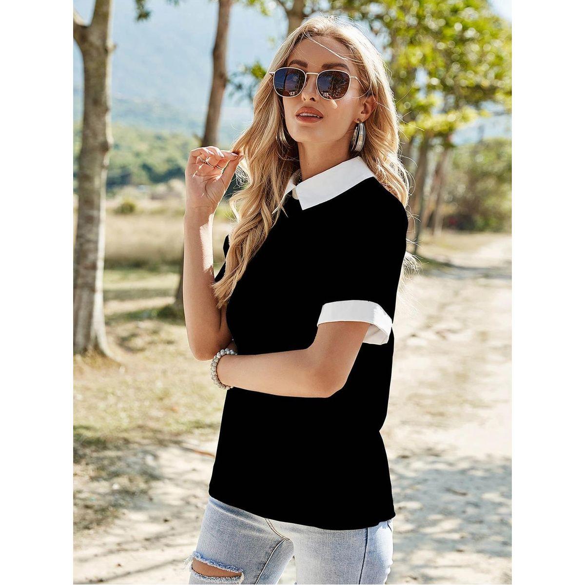 Kotty X Styli  Solid Spread Collar Neck Regular Fit Top-women-clothing-shirtsandblouses-blouses-image-4