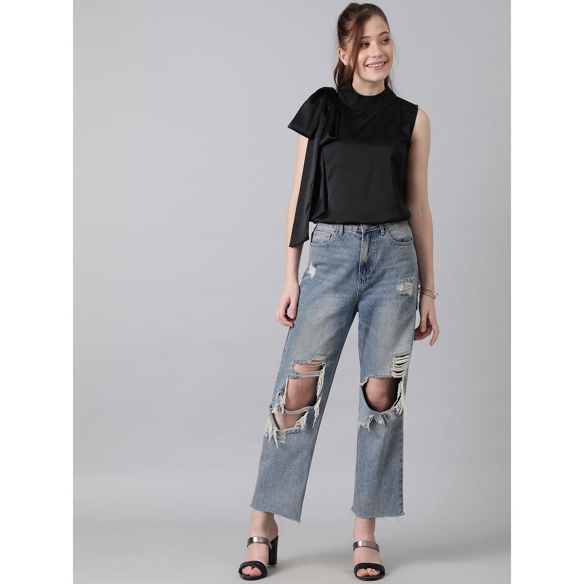 Kotty X Styli  Solid High Neck Top with Side Bow Detail-women-clothing-shirtsandblouses-blouses-image-10