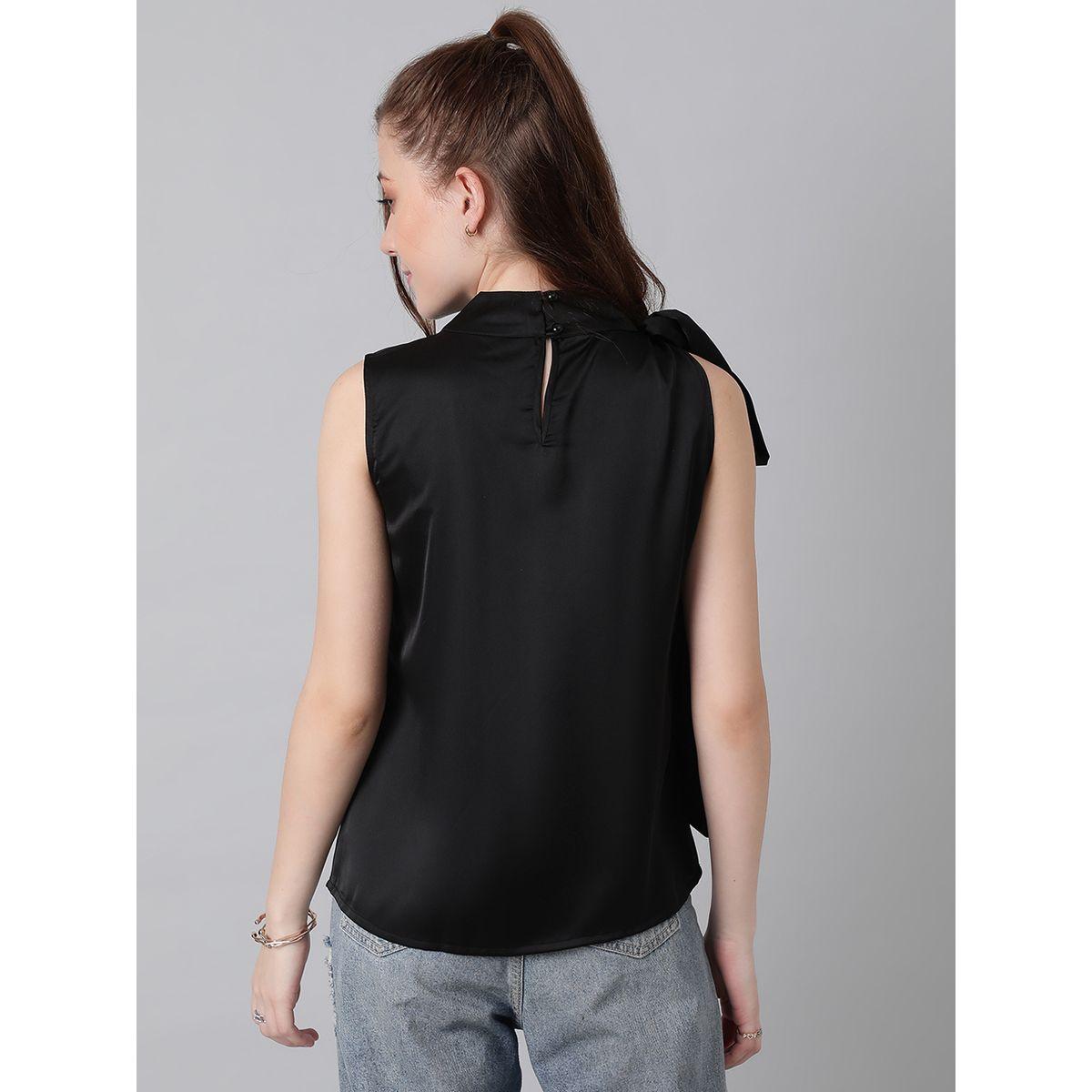Kotty X Styli  Solid High Neck Top with Side Bow Detail-women-clothing-shirtsandblouses-blouses-image-7