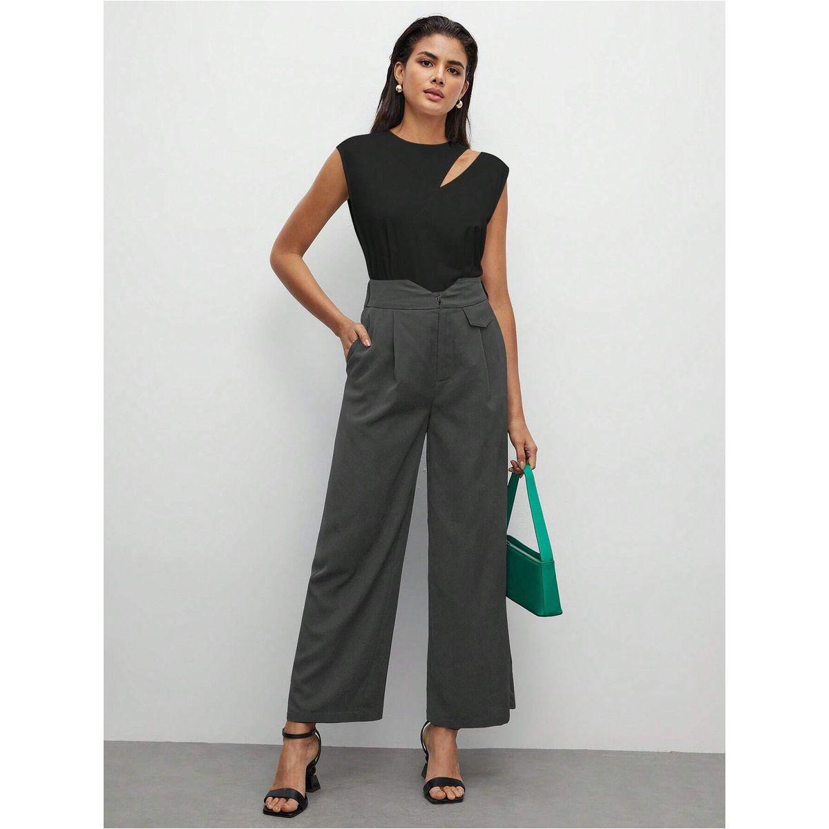 بلوزة كاجوال سادة بلا اكمام مع فتحات كوتي × ستايلي-women-clothing-shirtsandblouses-blouses-image-4