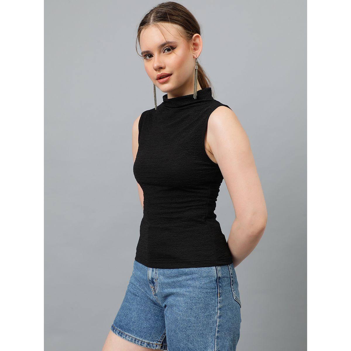 بلوزة سادة بلا اكمام وياقة عالية كوتي × ستايلي-women-clothing-shirtsandblouses-blouses-image-7