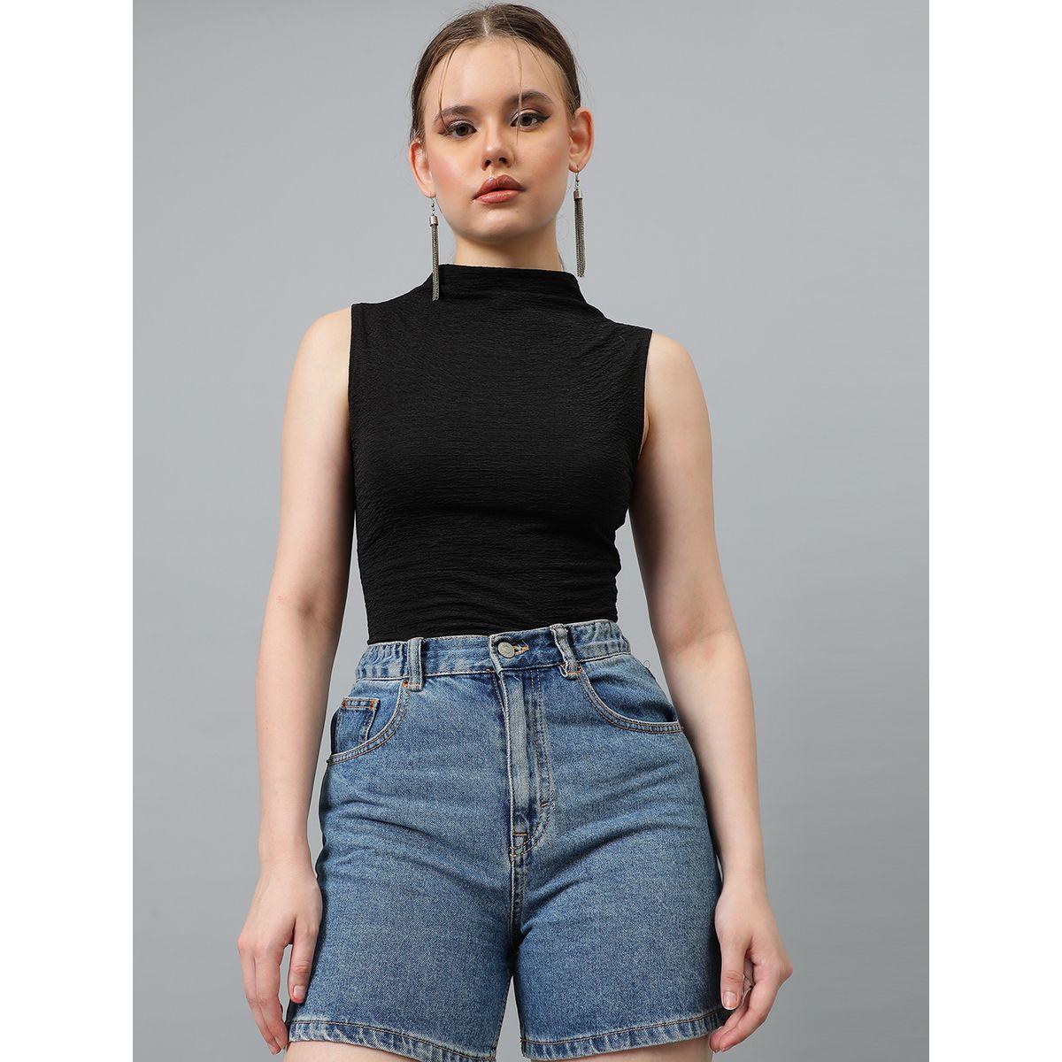 بلوزة سادة بلا اكمام وياقة عالية كوتي × ستايلي-women-clothing-shirtsandblouses-blouses-image-8