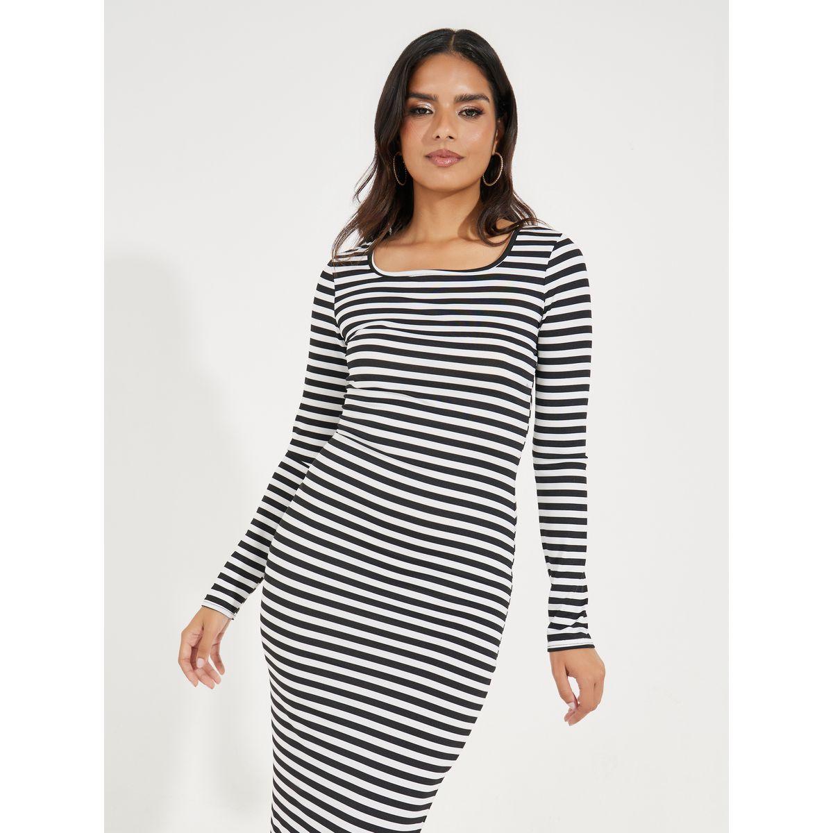 Styli Square Neck Striped Bodycon Maxi Dress-women-clothing-dresses-image-5