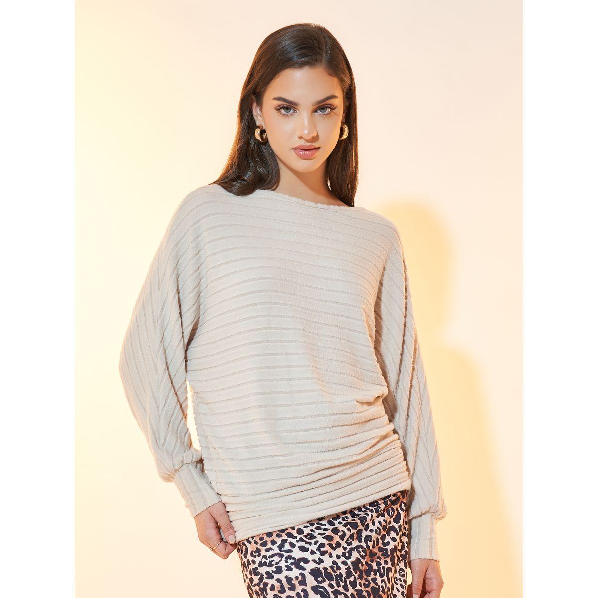 Styli Relaxed Fit Textured Knit Sweatshirt-women-winterwear-hoodiesandsweatshirts-sweatshirts-image-1