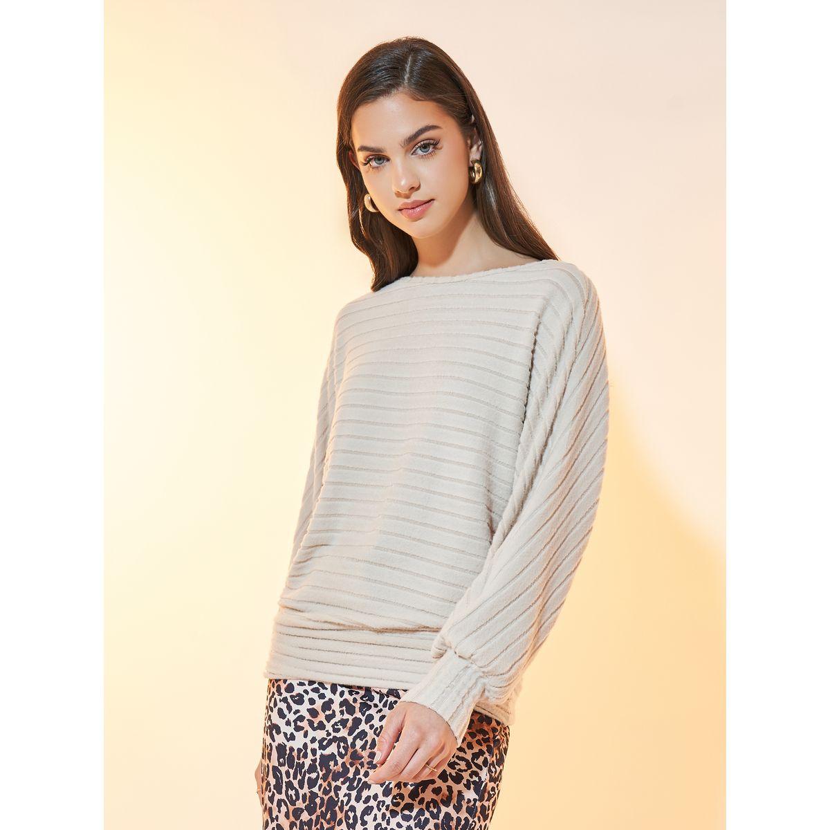 Styli Relaxed Fit Textured Knit Sweatshirt-women-winterwear-hoodiesandsweatshirts-sweatshirts-image-5