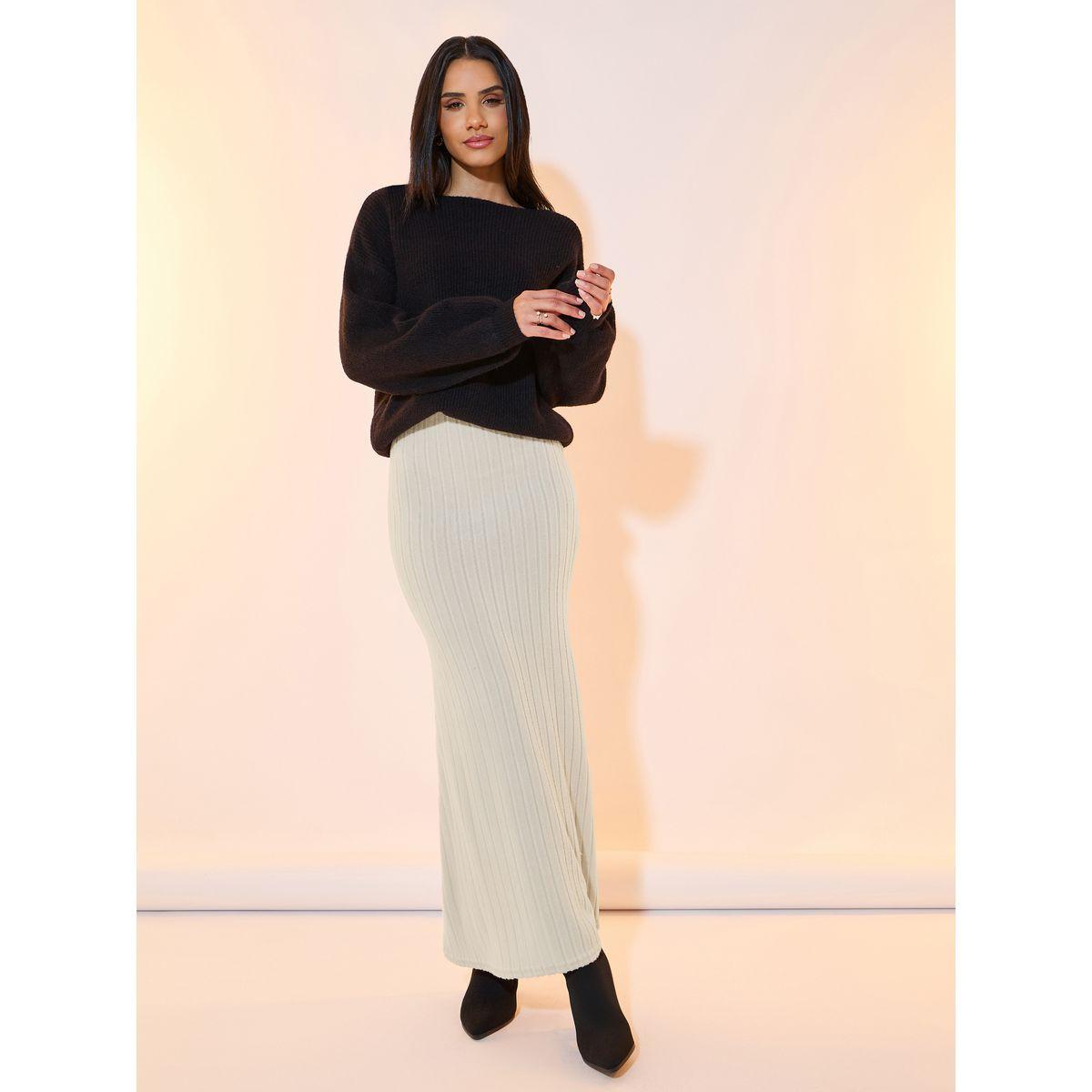 Styli Textured Rib Knit Maxi Skirt-women-clothing-bottoms-skirts-image-1