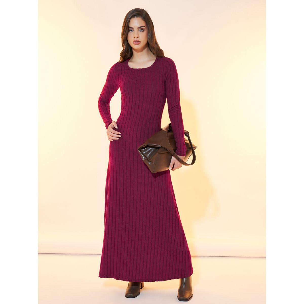 Styli Textured Knit A-Line Maxi Dress-women-clothing-dresses-image-1
