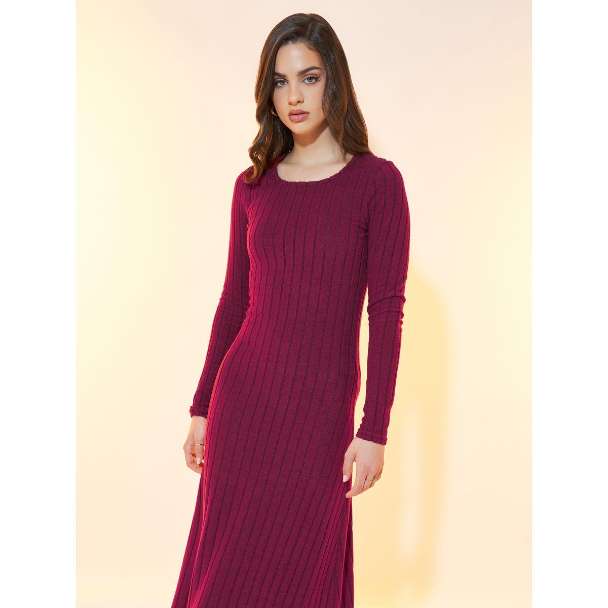 فستان طويل محبوك بتفاصيل بارزة الملمس-women-clothing-dresses-image-2
