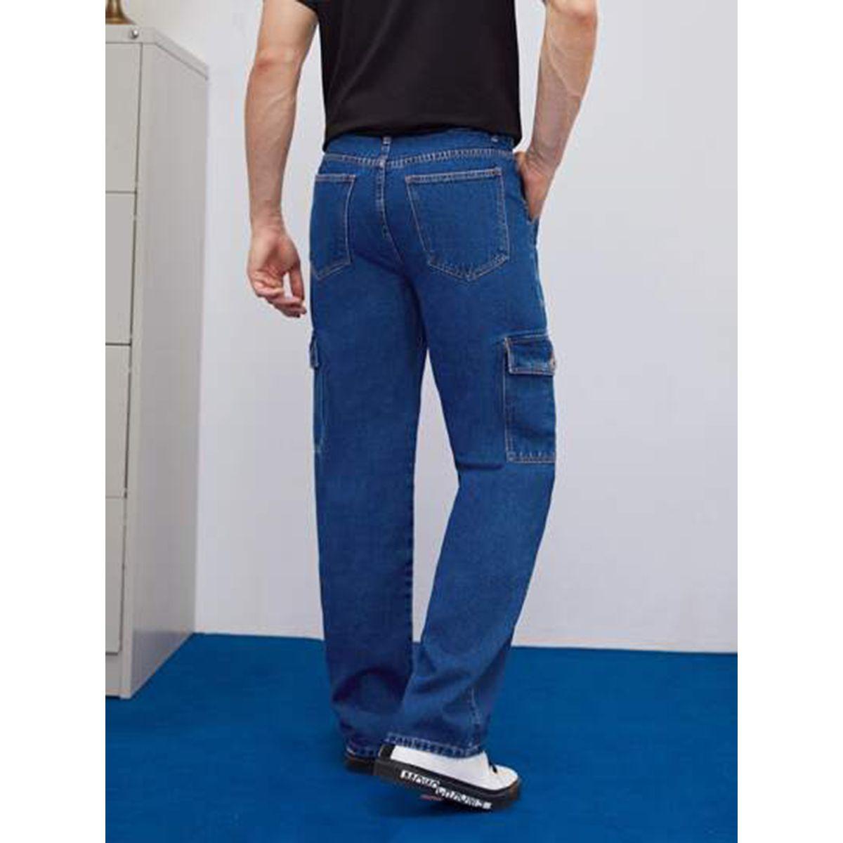 جينز كارجو سادة بقصة مريحة-men-clothing-bottoms-jeans-image-2