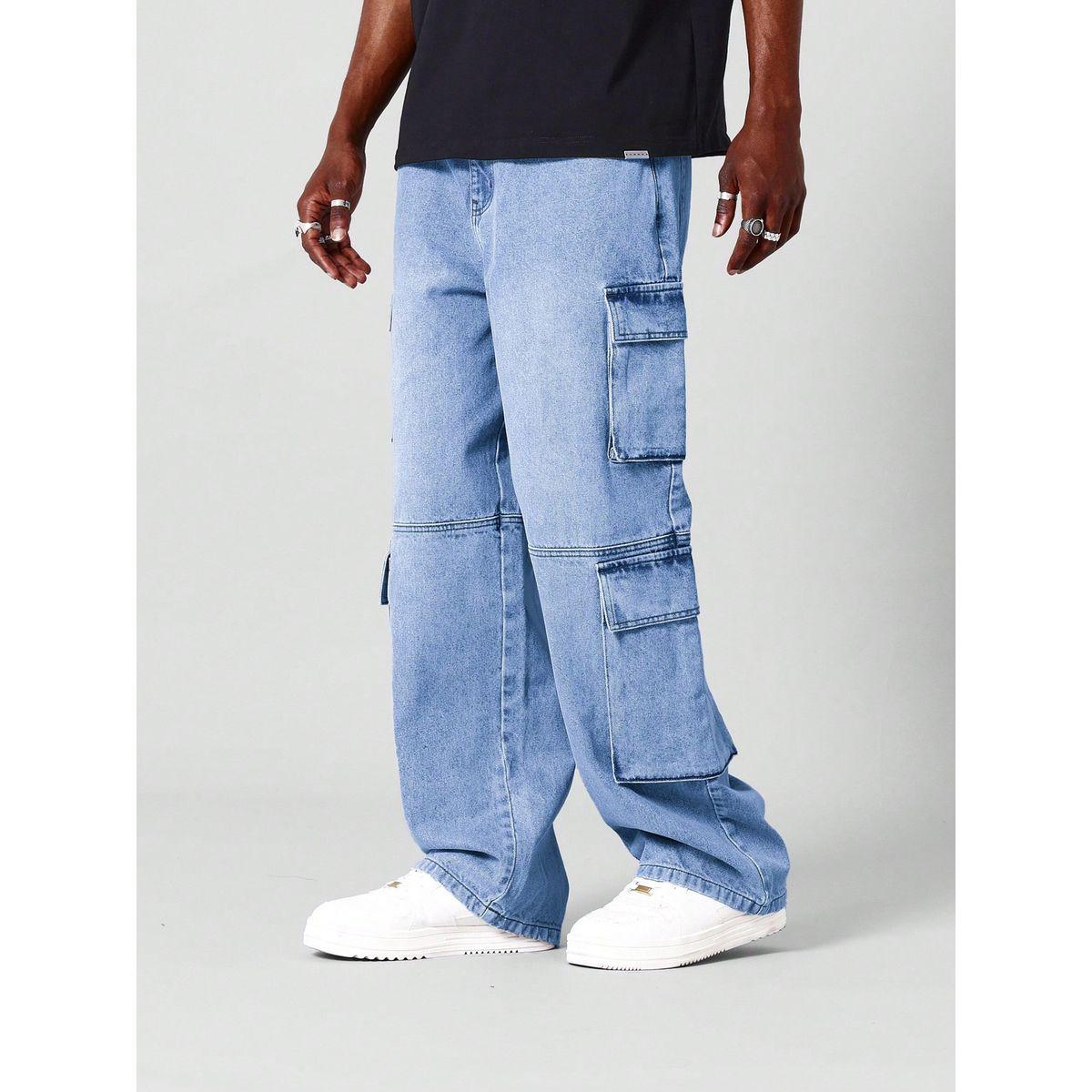 جينز كارجو سادة بخصر متوسط-men-clothing-bottoms-jeans-image-1