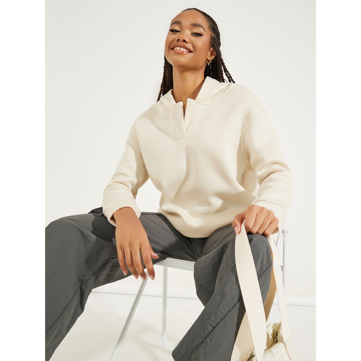 Styli Regular Fit Notch Detail Hoodie-women-clothing-hoodiesandsweatshirts-hoodies-image-1