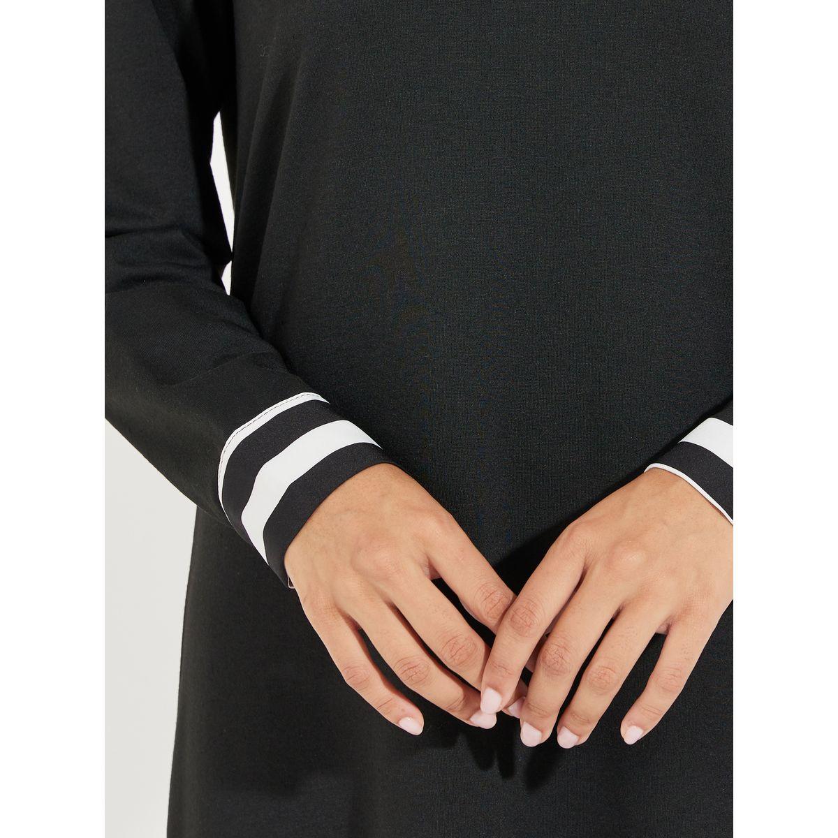 Styli Contrast Striped Collared Midi Dress-women-clothing-dresses-image-3