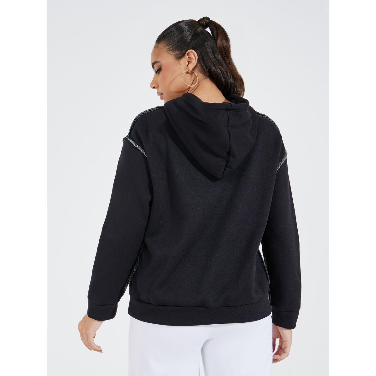 Styli Solid Stitch Detail Hoodie with Dropped Shoulder-women-clothing-hoodiesandsweatshirts-hoodies-image-4