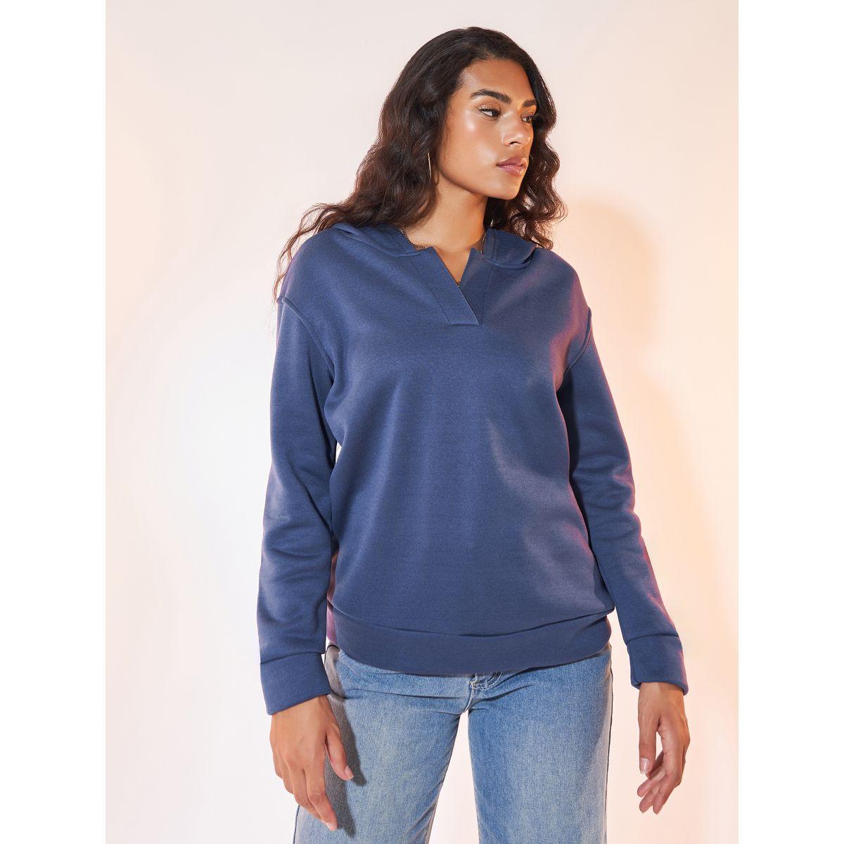 Styli Solid Hoodie with Dropped Shoulder-women-winterwear-hoodiesandsweatshirts-hoodies-image-1