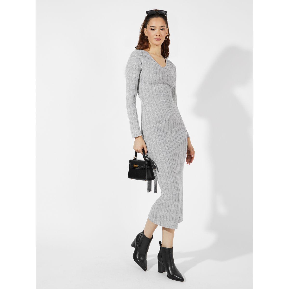فستان ميدي ضيق بتفاصيل محبوكة-women-clothing-dresses-image-4