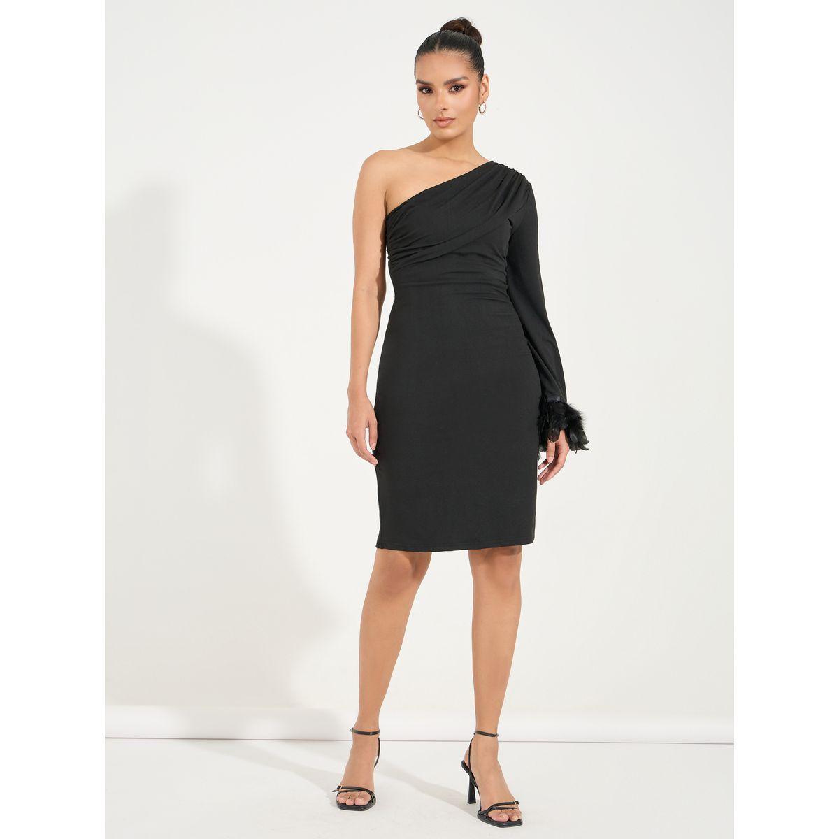 فستان بطول الركبة مع كتف واحد-women-clothing-dresses-image-4