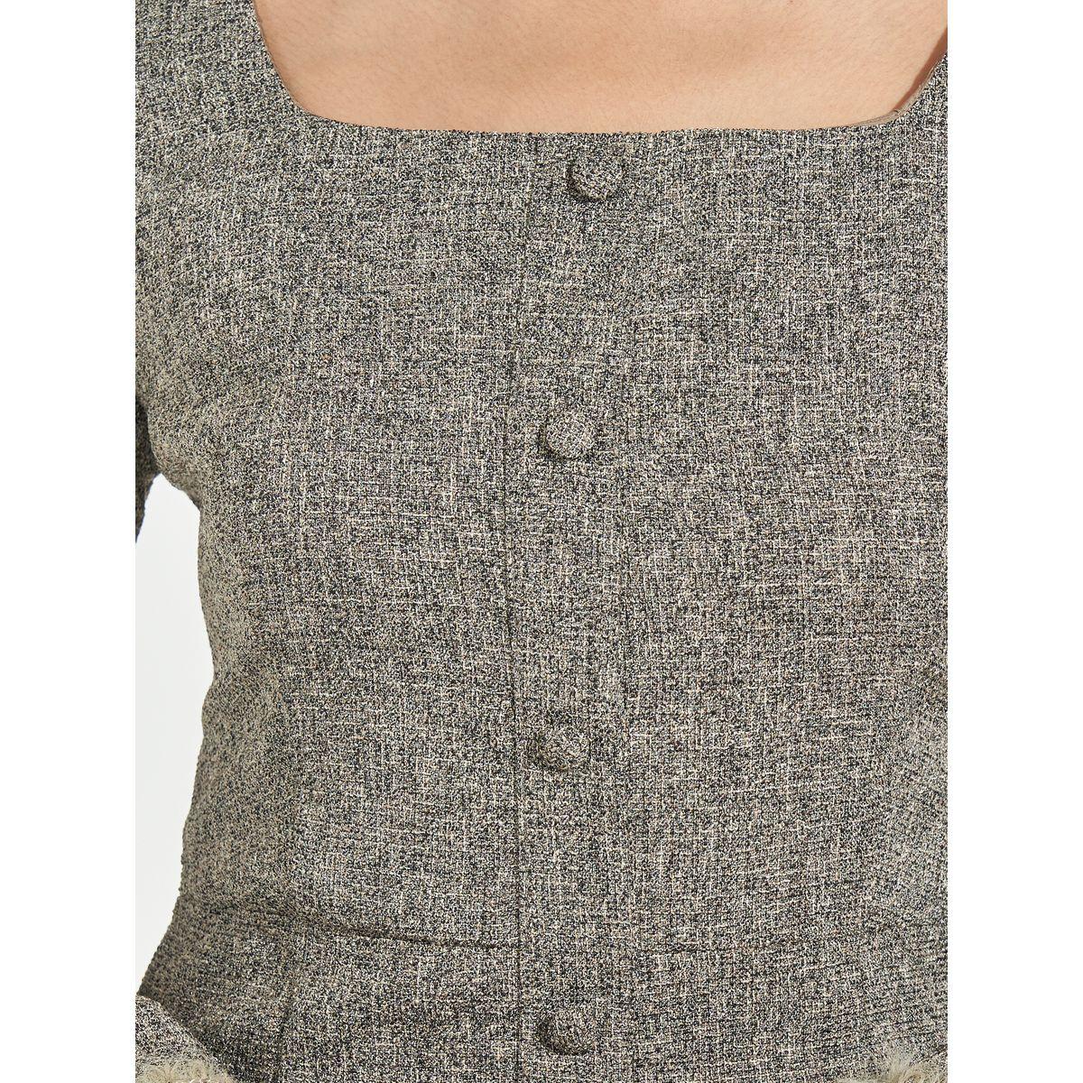 Styli Tweed Sheath Knee Length Dress with Faux Fur Detail-women-clothing-dresses-image-3