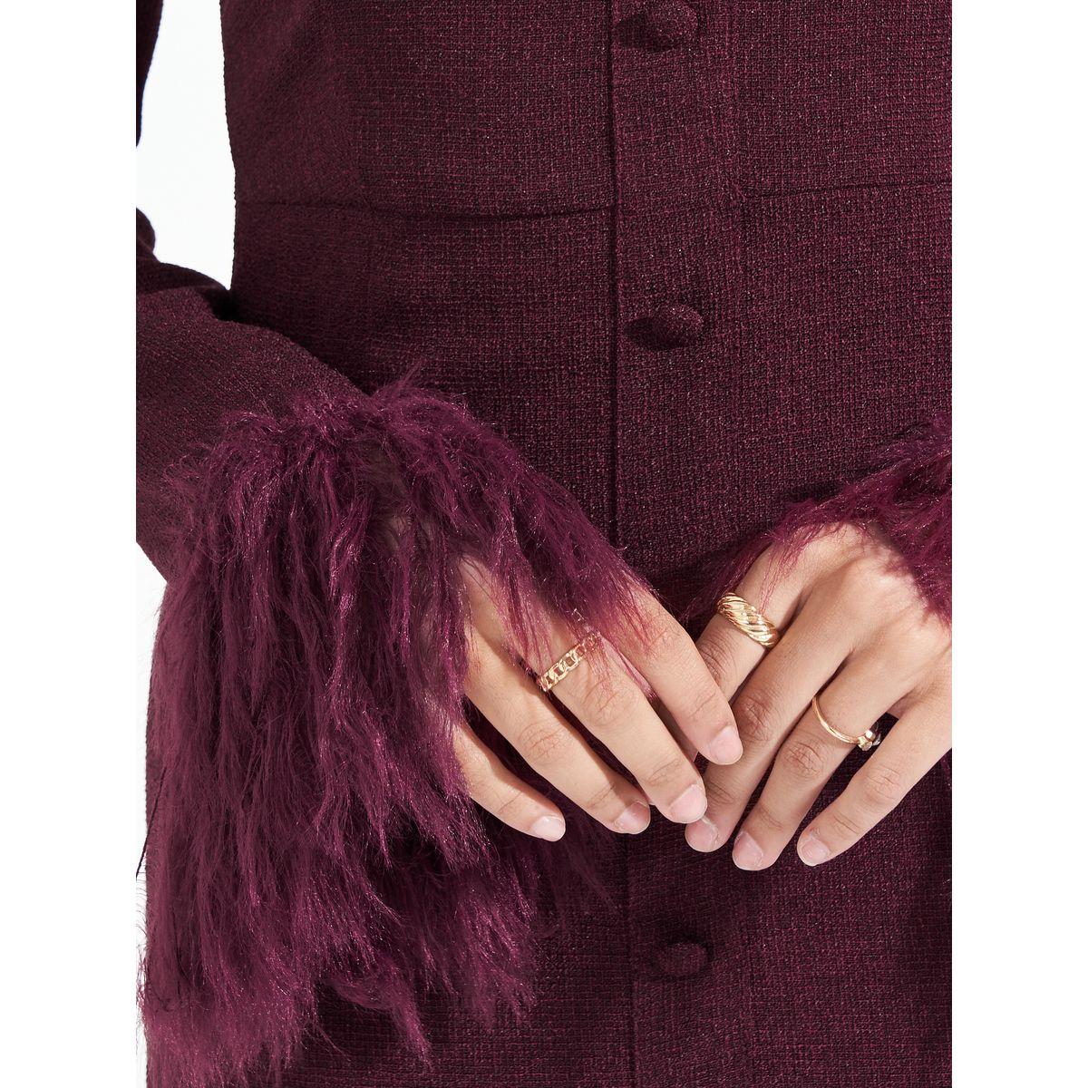 فستان تويد بطول الركبة مع فرو صناعي-women-clothing-dresses-image-3