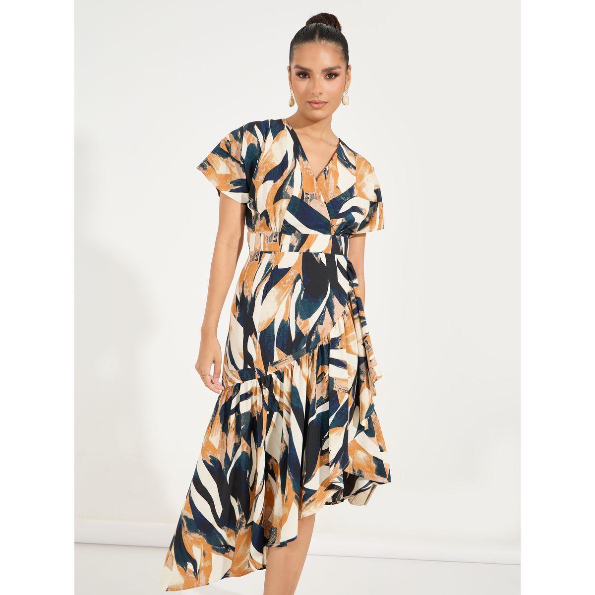فستان ميدي بنمط لف وطبعة مجردة-women-clothing-dresses-image-2