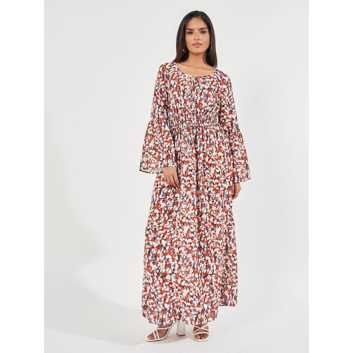 Styli Spot Print Scoop Neck A-Line Maxi Dress-women-clothing-dresses-image-1