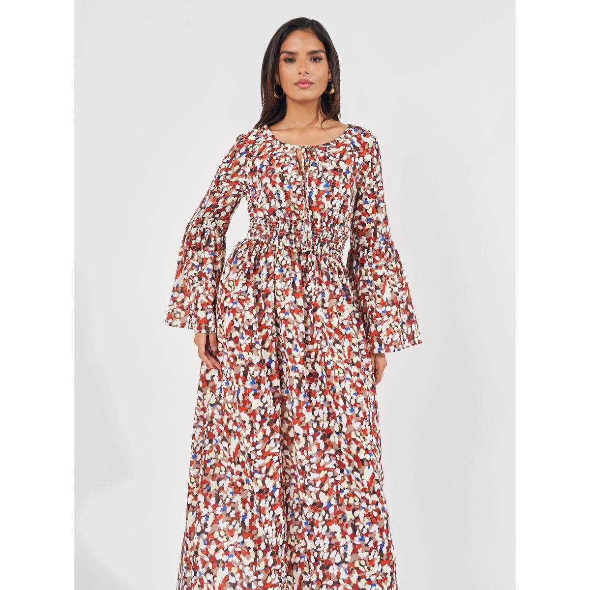 Styli Spot Print Scoop Neck A-Line Maxi Dress-women-clothing-dresses-image-2