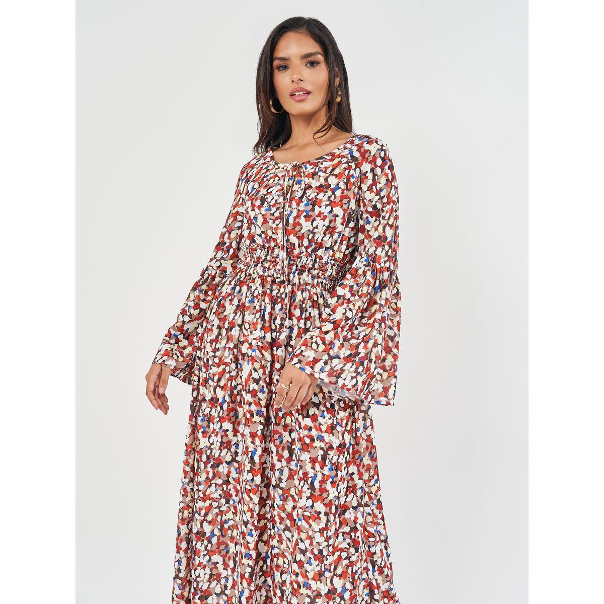 Styli Spot Print Scoop Neck A-Line Maxi Dress-women-clothing-dresses-image-3