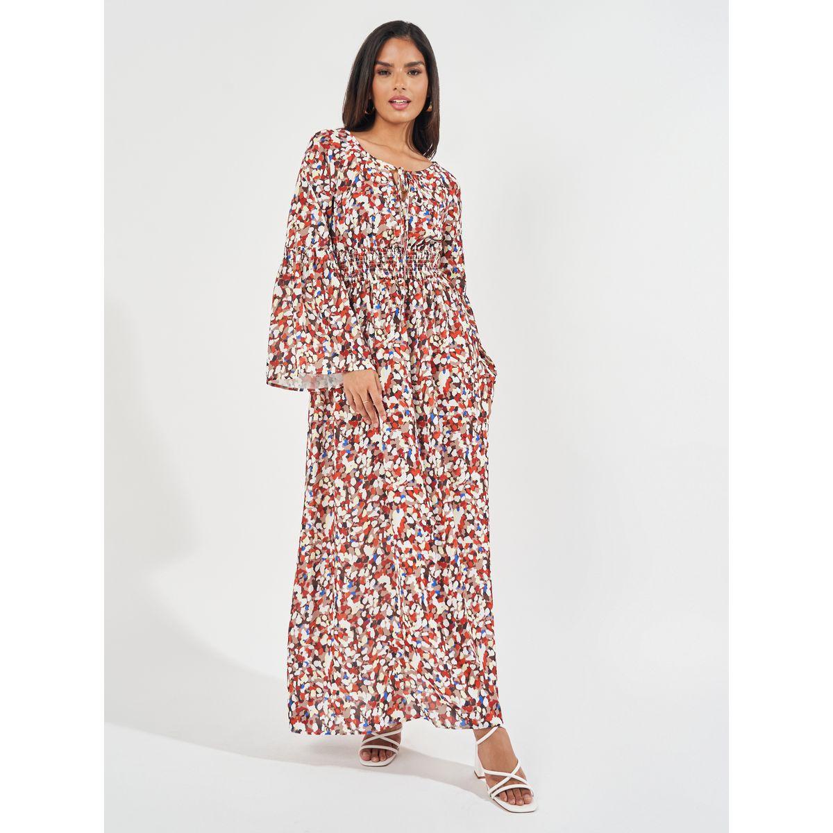 Styli Spot Print Scoop Neck A-Line Maxi Dress-women-clothing-dresses-image-4