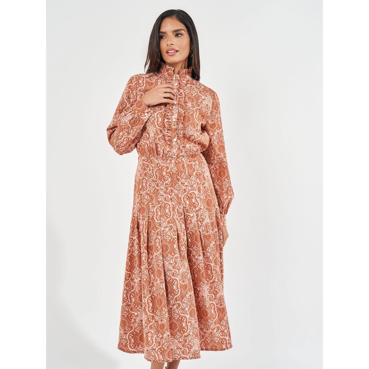 فستان ميدي مطبع بالكامل مع كشكش-women-clothing-dresses-image-2