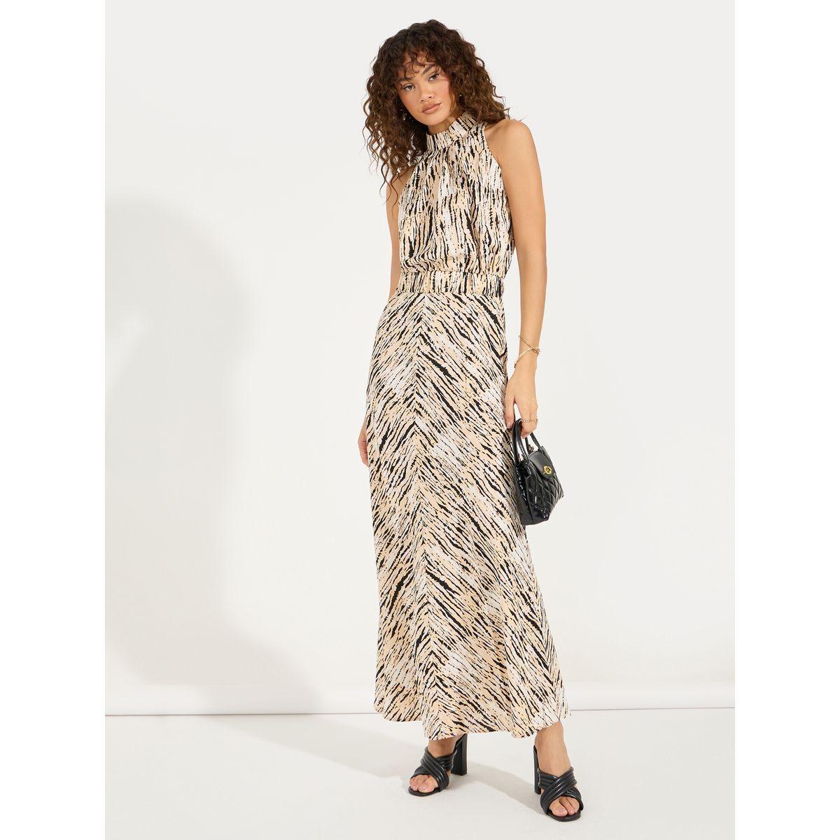 Styli Animal Print Halter Neck A-Line Maxi Dress-women-clothing-dresses-image-1