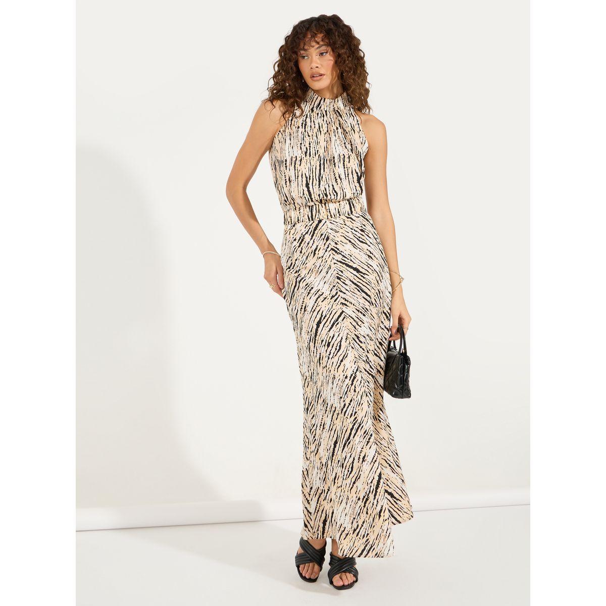 Styli Animal Print Halter Neck A-Line Maxi Dress-women-clothing-dresses-image-4