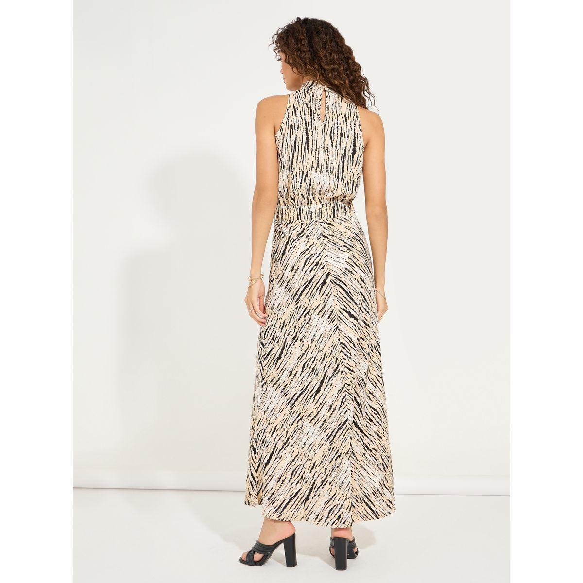 Styli Animal Print Halter Neck A-Line Maxi Dress-women-clothing-dresses-image-6