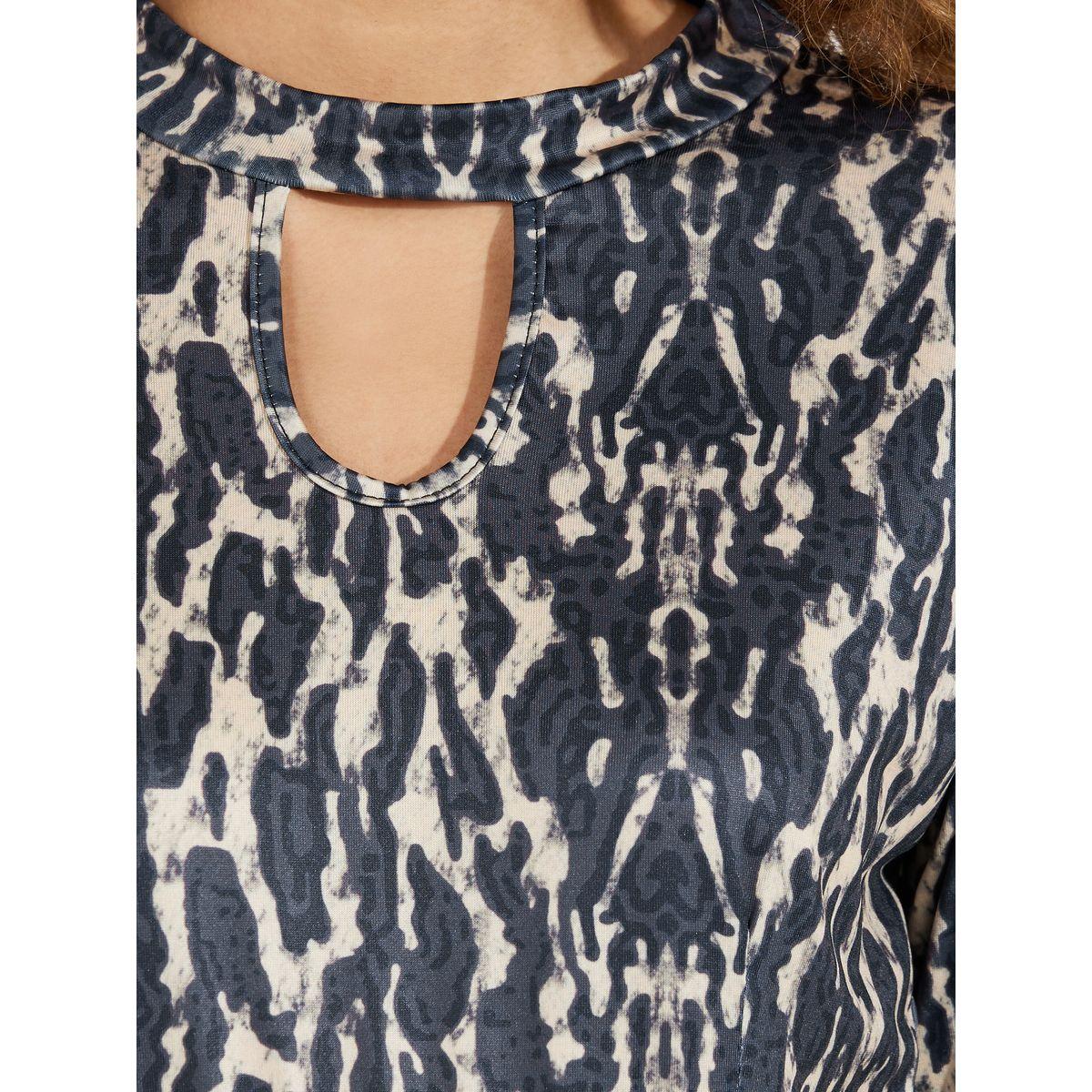Styli AOP Keyhole Neck Maxi Dress with Tie Belt-women-clothing-dresses-image-3