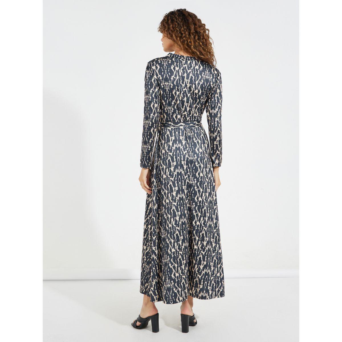 Styli AOP Keyhole Neck Maxi Dress with Tie Belt-women-clothing-dresses-image-6