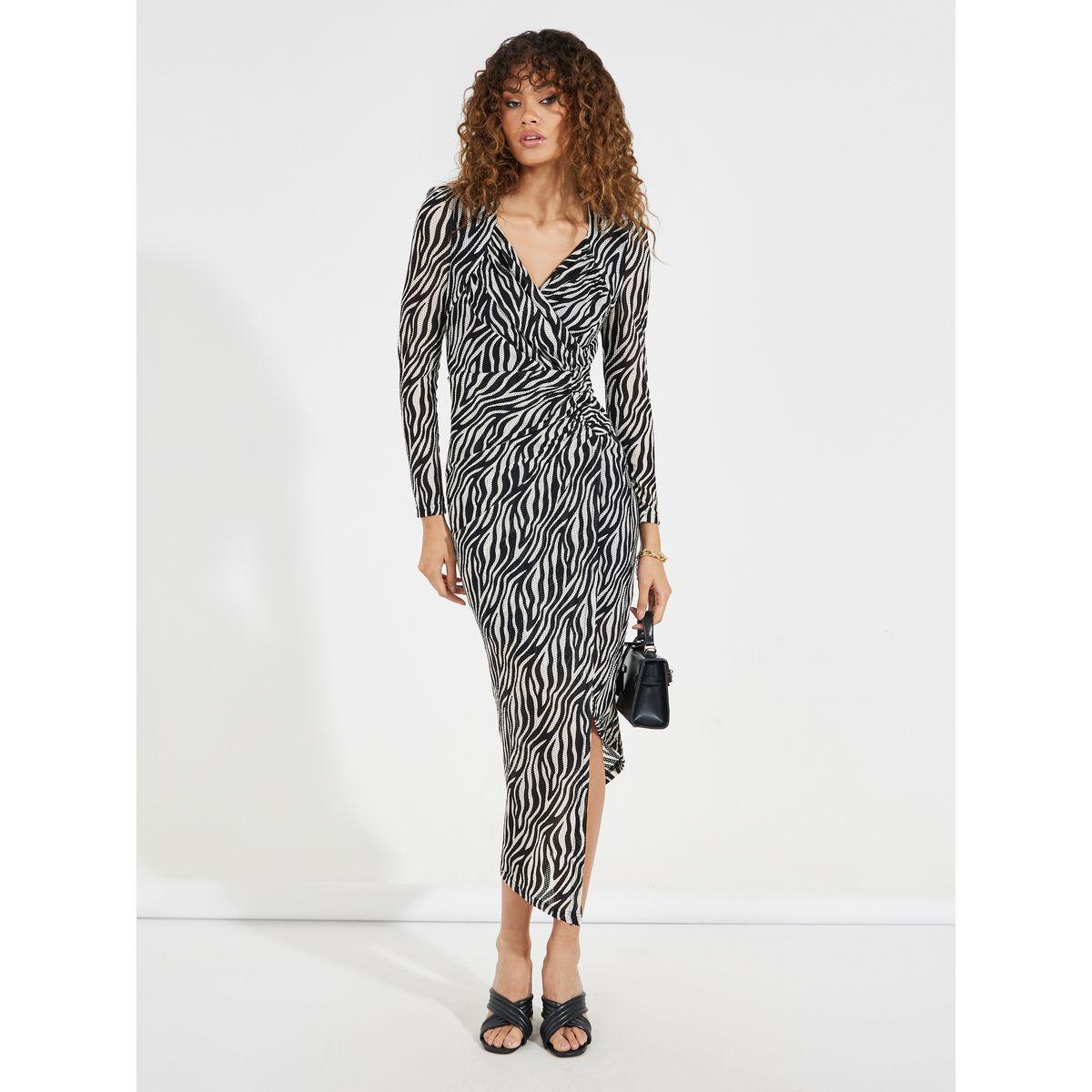 Styli Animal Print Wrap Front Midi Dress with Asymmetric Hem-women-clothing-dresses-image-1