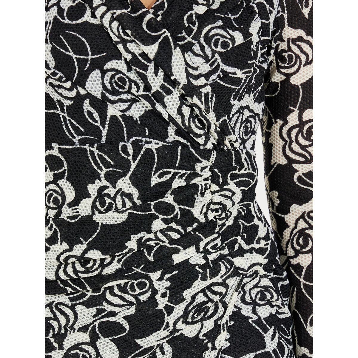 Styli Textured Floral Print Mock Wrap Midi Dress-women-clothing-dresses-image-3